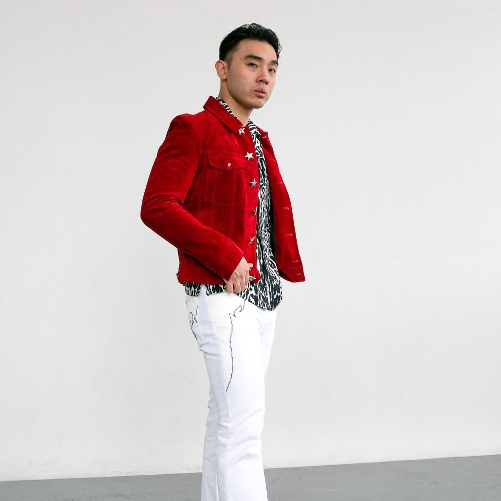 Saint Laurent Red Suede Trucker Jacket